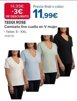 Costco Rose - camiseta lino cuello en v mujer oferta