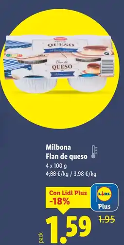 Lidl MILBONA Flan de queso oferta