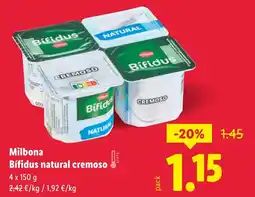 Lidl MILBONA Bífidus natural cremoso oferta