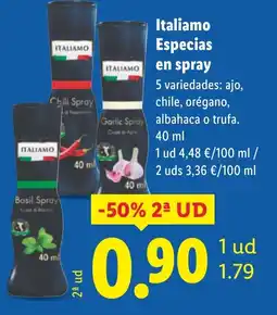 Lidl ITALIAMO Especias en spray oferta