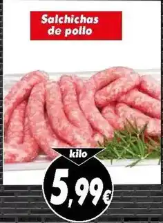 Supermercados Piedra Salchichas de pollo oferta