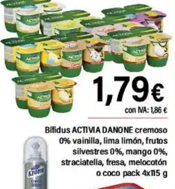 Cash Ifa DANONE Activia Bifidus cremoso 0% vainilla, lima limón, frutos silvestres 0% oferta