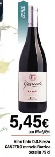Cash Ifa GANZEDO Vino tinto D.O.Bierzo mencía Barrica oferta
