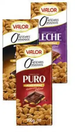Cash Ifa VALOR Chocolate sin gluten y sin azúcar añadido con leche y almendras, negro 70% almendra o puro almendras oferta