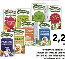 Cash Ifa HORNI MANS Infusión frambuesa- rooibos sin teína, Té verde a la menta, Té Slim, Té rojo, Infu sueños, Infu dren oferta