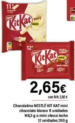 Cash Ifa NESTLÉ Kit Kat Chocolatina mini chocolate blanco o mini choco leche oferta