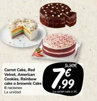 Carrefour Market Carrot Cake Red Velvet American Cookies Rainbow Cake O Brownie Cake oferta