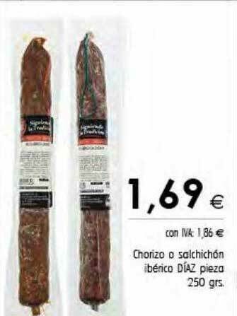 Cash Ifa Chorizo O Salchichón Ibérico Díaz Pieza oferta