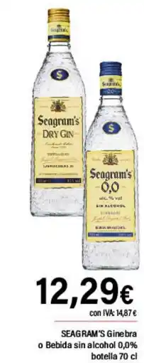 Cash Ifa SEAGRAM'S Ginebra o Bebida sin alcohol 0,0% oferta