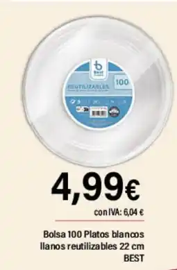 Cash Ifa BEST Bolsa 100 Platos blancos llanos reutilizables oferta