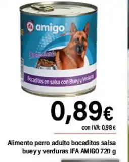 Cash Ifa IFA AMIGO Alimento perro adulto bocaditos salsa buey y verduras oferta
