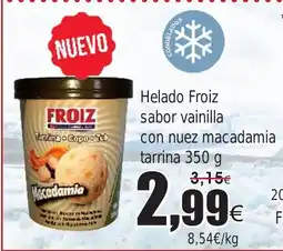 FROIZ Helado Froiz sabor vainilla con nuez macadamia tarrina oferta