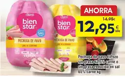 FROIZ Pechuga de pavo EIPozo sin grasa 62,5% carne o sin grasa reducida en sal 65% carne oferta
