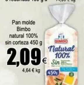 FROIZ Pan Molde Bimbo Natural 100% Sin Corteza oferta