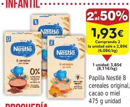FROIZ Papilla Nestlé 8 cereales original, cacao o miel oferta