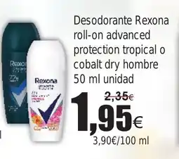 FROIZ Desodorante Rexona roll-on advanced protection tropical o cobalt dry hombre oferta