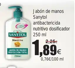 FROIZ Jabón de manos sanytol antibactericida nutritivo dosificador oferta