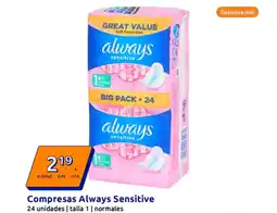 Action Compresas Always Sensitive oferta