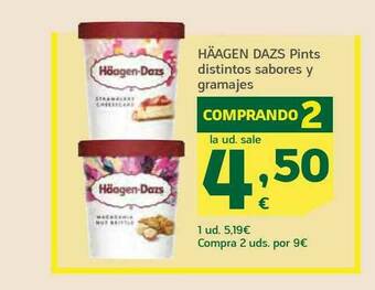 HiperDino Häagen Dazs Pints Distintos Sabores Y Gramajes oferta