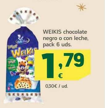 HiperDino Weikis Chocolate Negro O Con Leche oferta