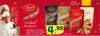 HiperDino Lindor Cornet Original Negro 70% Cacao Surtido O Dulce De Leche oferta