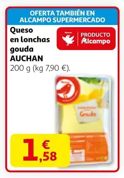 Alcampo AUCHAN Queso en lonchas gouda oferta