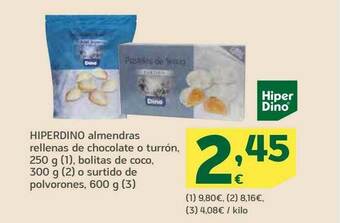 HiperDino Hiperdino Almendras Rellenas De Chocolate O Turrón Bolitas De Coco O Surtido De Polvorones oferta