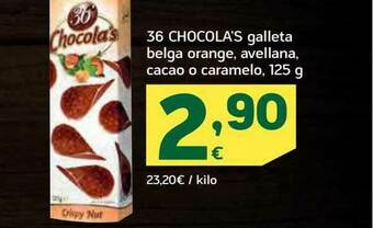 HiperDino 36 Chocola's Galleta Belga Orange Avellana Cacao O Caramelo oferta