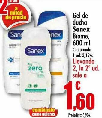 Unide Supermercados Gel De Ducha Sanex Biome oferta