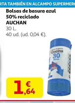 Alcampo AUCHAN Bolsas de basura azul 50% reciclado oferta
