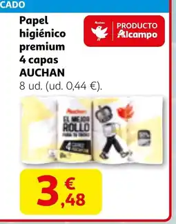 Alcampo AUCHAN Papel higiénico premium 4 capas oferta