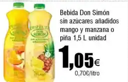 Cash FROIZ Bebida Don Simón sin azúcares añadidos mango y manzana o piña oferta