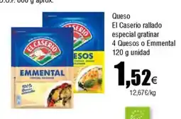 Cash FROIZ Queso El Caserío rallado especial gratinar 4 Quesos o Emmental oferta