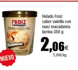 Cash FROIZ Helado Froiz sabor vainilla con nuez macadamia tarrina oferta