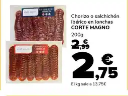 Supeco CORTE MAGNO Chorizo o salchichón ibérico en lonchas oferta