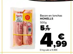 Supeco MONELLS Bacon en lonchas oferta