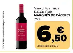 Supeco MARQUÉS DE CÁCERES Vino tinto crianza D.O.Ca. Rioja oferta