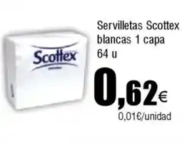 Cash FROIZ SCOTTEX Servilletas blancas 1 capa oferta