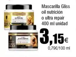 Cash FROIZ GLISS Mascarilla oil nutrición o ultra repair oferta
