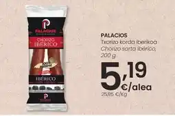 Eroski Palacios - chorizo sarta ibérico oferta