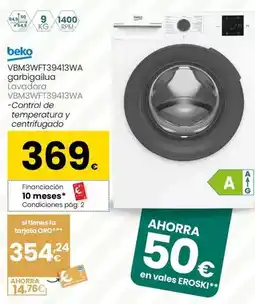 Eroski Beko - lavadora vbm3wft39413wa oferta