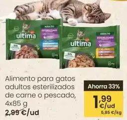 Eroski Ultima - alimento para gatos adultos esterilizados de carne o pescado oferta
