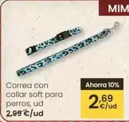 Eroski Mimau - correa con collar soft para perros oferta