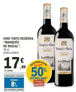 E.Leclerc Marqués de riscal - vino tinto reserva oferta