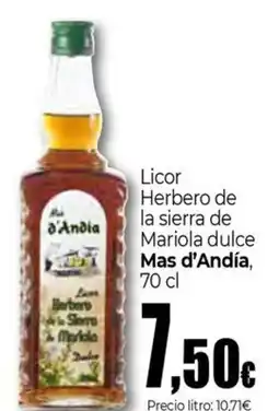 Unide Market MAS D'ANDIA Licor Herbero de la sierra de Mariola dulce oferta