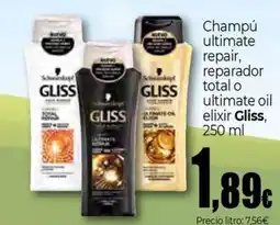 Unide Market GLISS Champú ultimate repair, reparador total o ultimate oil elixir oferta