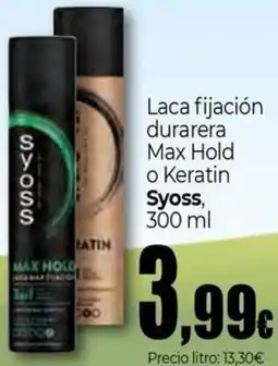 Unide Market SYOSS Laca fijación durarera Max Hold o Keratin oferta