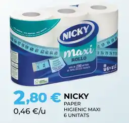 Perfumeries Facial NICKY Paper higienic maxi 6 unitats oferta