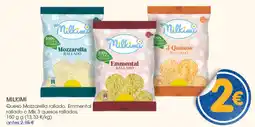 Supermercados Plaza MILKIMI Queso Mozzarella rallado, Emmental rallado o Mix 3 quesos rallados oferta