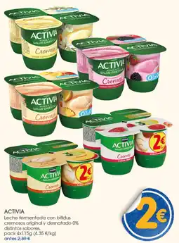 Supermercados Plaza ACTIVIA Leche fermentada con bífidus cremosos original y desnatado 0% distintos sabores, oferta
